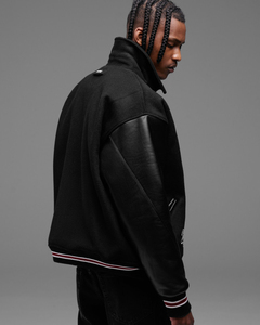 Premium Quality Hooded <b>Fleece</b> <b>Lined</b> Polyester/Cotton Varsity <b>Jacket</b> with Regular Design Long Sleeve Unisex Winter - Product Image 4