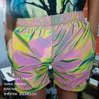 Pantalones Cortos Deportivos de Alta Visibilidad para Hombre, Transpirables, de Secado Rápido, Holgados, Casuales, con Cintura Reflectante de Arcoíris y Cremallera
