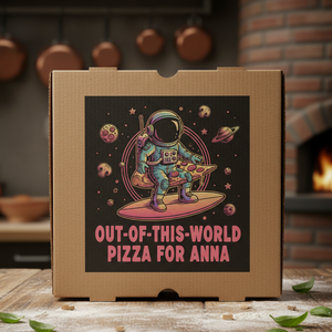 Caja de pizza de papel Kraft ecológica personalizada de diseño personalizado con logotipo de marca para pizzería para llevar tiendas y eventos de catering - Product Image 2
