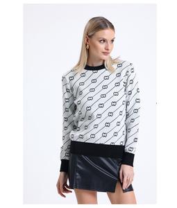 Women's Autumn Winter Jacquard Knit Sweater Long Sleeve Crewneck <b>Jumper</b> New Designs Printing Elegant Ladies Knitted Top <b>Pullover</b> - Product Image 1