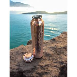 Top Selling Wide <b>Bottle</b> <b>Water</b> Maker High Quality Hammered Pattern Copper <b>Bottle</b> Handicrafts <b>Plastic</b> Drinkware From India - Product Image 5