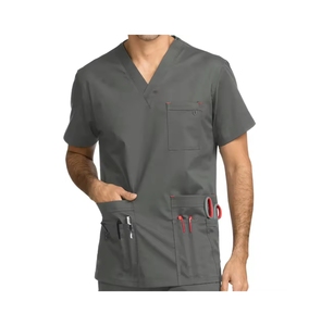 New Arrival KATBROS INDUSTRY Custom Made Men's Medical <b>Scrub</b> <b>Tops</b> Summer V-Neck Casual Short Sleeve Cotton Polyester Spandex - Product Image 3