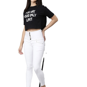 High Quality Women's Wholesale <b>Crop</b> <b>Tops</b> Quick Dry Breathable T-Shirts Latest Design Solid Knitted Fabric Silk Screen Printing - Product Image 6