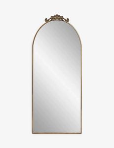 Classic <b>Arched</b> Full Length Mirror with Decorative Crest and Slim <b>Frame</b> for Modern Home Interiors - Product Image 1