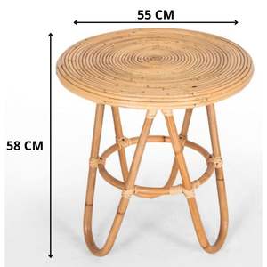 Table basse ronde minimaliste moderne en rotin tissé décoré table d'appoint polyvalente pour le salon ensemble de meubles de maison - Product Image 2