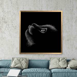 Décoration murale élégante sur toile avec motif de chat - Impression d'art mural moderne - Noir, encadré or - Product Image 1