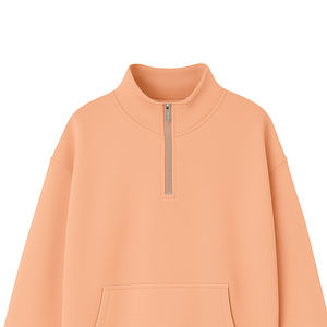 OEM ODM เสื้อสเวตเตอร์แบบมีซิปครึ่งตัวสำหรับผู้ชายผู้หญิงเสื้อกันหนาวแบบสวมหัวพิมพ์โลโก้มีขนาดและสีให้เลือก - Product Image 4