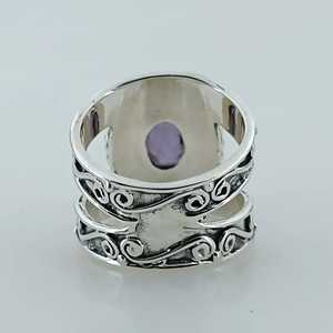 Navya Craft 925 Sterling Silver Boho <b>Statement</b> <b>Ring</b> Handmade Amethyst Oval for Women Casual Sizes 4-13 for Christmas Anniversary - Product Image 5
