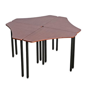 Set of 4 <b>Nesting</b> Triangular <b>Tables</b> 70x70cm Modern Design with Iron Legs Made of Rubber Wood HBLG034 - Product Image 1