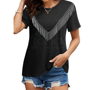 Camiseta de algodón de verano de secado rápido transpirable ecológica lisa personalizada al por mayor para mujer de varios colores - Product Image 3
