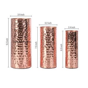 Vases à fleurs cylindriques en métal martelé finition cuivre pour décoration de table de dîner de maison et de mariage Vase floral - Product Image 6