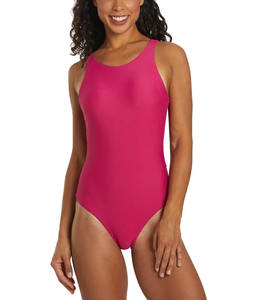 2025 nueva llegada de alta calidad 100% Spandex poliéster Color sólido traje de baño de carreras de una pieza disponible a precio barato al por mayor - Product Image 2