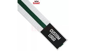Ceintures de karaté à bandes de couleur avec logo personnalisé Ceinture de karaté d'arts martiaux à rayures multicolores de haute qualité pour hommes par Elegant Sports - Product Image 3