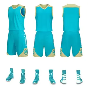 Uniformes de Baloncesto de Alta Calidad para Niños, Resistentes al Desgaste, Camisetas de Baloncesto 2K, Ropa Deportiva Infantil, Conjunto de Baloncesto Azul - Product Image 3
