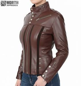 Chaqueta de cuero de invierno 2025 para mujer, tejida, transpirable, personalizable, de alta calidad - Product Image 2