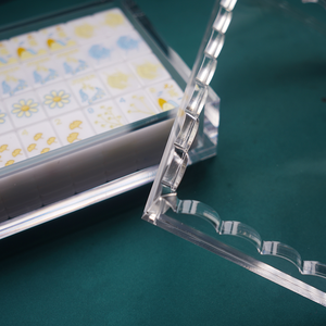 Acrylic Mahjong Storage Box With Scalloped Lace Lid Clear Transparent Mahjong Tile Case Portable <b>Game</b> Packaging Box Wholesale - Product Image 2