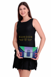 Bolso cruzado y bandolera de cuero reciclado occidental multicolor para mujer con estilo, bolso de gran capacidad, superventas - Product Image 2