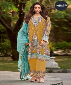 Salwar Kameez indien grande taille, élégant, pour femmes, brodé, deux pièces, en coton, longueur au sol, pour les fêtes, décontracté, formel, événements - Product Image 2
