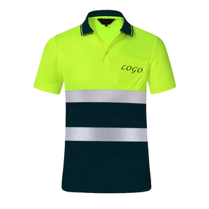 Mono de trabajo de construcción impermeable de secado rápido de alta visibilidad de manga corta Camiseta de tiras reflectantes para hombres - Product Image 1