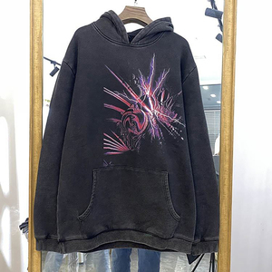 Sweat à capuche personnalisé 100% coton délavé à l'acide High Street Vintage sweats à capuche unis surdimensionnés avec logo brodé sweat à capuche imprimé en 3D - Product Image 2