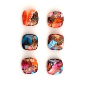 Nueva Llegada: Cabujón de Cuarzo Natural de 12mm, Mixto (Ostra, Ostra Espinosa, Cobre, Turquesa), de Base Plana, Forma de Cojín, Liso, para Joyería, Suelto - Product Image 3