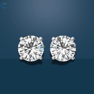 Boucle d'oreille en or blanc massif 14 carats 2.6TCW ronde coupe brillante boucle d'oreille de tous les jours pour ses boucles d'oreilles en moissanite incolore - Product Image 1