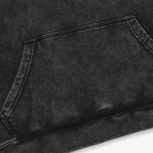 Haute qualité poids lourd Vintage déchiré lavage à l'acide sweat à capuche zippé hommes streetwear ourlet brut français éponge lavage à l'acide sweat à capuche zippé personnalisé - Product Image 5