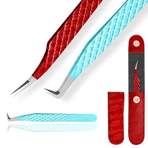 Pince à épiler professionnelle de haute qualité en acier inoxydable pour extensions de cils, emballage en pochette, légère, logo personnalisé - Product Image 1