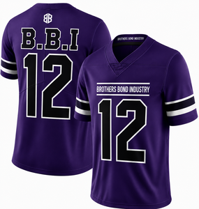 BROTHERS BOND INDUSTRY Maillot de football américain pour hommes, col en V, manches courtes, maille respirante, uniformes d'équipe numéro 12 - Product Image 2