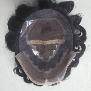 Perruque Lace Front en Cheveux Humains pour Hommes avec Ondulations Naturelles et Styles Raides Crépus - Patchs de Cheveux Indiens Doux - Product Image 1