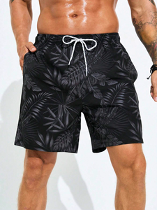 Shorts de bain pour hommes en tissu non tissé uni, respirants, à séchage rapide, service OEM, impression par transfert thermique, plage d'été - Product Image 3