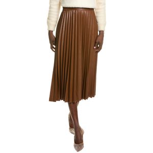 Gonna Midi Plissettata in Ecopelle Gracia Empire Waist, Gonna a Tubino in Maglia Lucida di Spandex con Stampa Decorativa, Lunghezza Corta, Taglia XS - Product Image 1