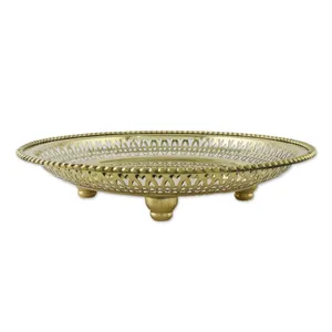 Bandeja Decorativa Artesanal de Plástico Ecológico con Borde de Diseño de Plantas, Elegante Pieza Decorativa para Mesa de Centro, Segura, de Zahid Exports - Product Image 1