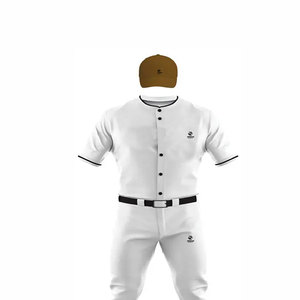 Uniformes de baseball sublimés blancs de super qualité Logo d'équipe personnalisé numéros de nom Oem 100% polyester maillot de baseball boutonné - Product Image 5
