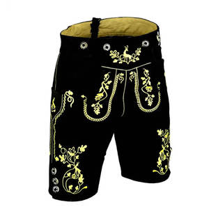 Pantalones Cortos Bávaros de Cuero de Alta Calidad, Hechos a Medida, Color Negro Sólido, Ecológicos, Antiarrugas, Bordados, Pakistán 2025 - Product Image 5