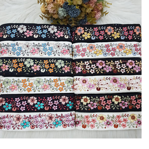 Rubans et lacets brodés à la machine sur mesure robes de mariée en organza de douze couleurs largeur de 2 pouces dans diverses conceptions - Product Image 1