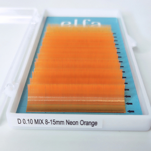 Extensiones de Pestañas Individuales de Color Naranja Neón Hechas a Mano por ELFA, Fáciles de Aplicar, Tira Completa, Fibra HY LON, Naturales y Suaves - Product Image 2