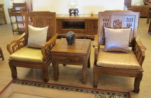 Luxurious Teak Wood Chinese Classical Modular Single Lounge Armchair for Living Room Use - Product Image 2