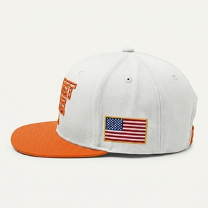 Premium Custom 6 Panel Flat Bill <b>Snapback</b> <b>Cap</b> Sports Fashion Sunset Inspired Orange Brim Canvas 3D Embroidery Private Label OEM - Product Image 2