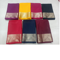 Saree Sutra Brokat Mewah dengan Pinggiran Emas, Pakaian Pernikahan Tradisional India Gaya Banarasi, Tenun Tangan, Kain Pengantin Etnik untuk Pesta