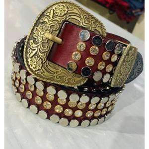 Hot Selling Premium Unisex Western Leather <b>Belt</b> Durable Floral Tooling Beaded Studded Design SS <b>Buckles</b> Custom Logo for Horse - Product Image 1