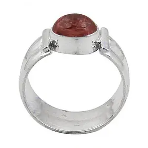 Anillo de Plata 925 con Gema Roja para Mujer, Joyería de Uso Diario - Product Image 1