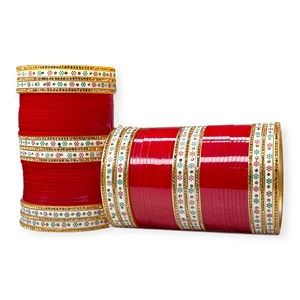Ensemble de bracelets de mariée rouges de haute qualité avec perles plaquées or, bracelets de mariage tendance, bijoux d'imitation haut de gamme à prix de gros - Product Image 2