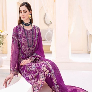 Ramsha F-23ชุดเดรสผ้าชีฟอง3ชิ้นสำหรับงานแต่งงานอินเดียและปากีสถาน - Product Image 4