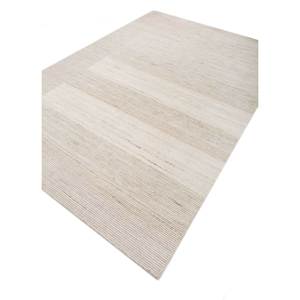 Tapis en laine tissé à la main Contour Ivory, coton biologique et jute, design puzzle rectangulaire pour salon et couloir - Hwl-268 - Product Image 2