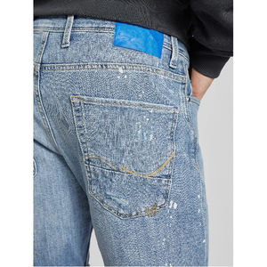 Ropa de calle personalizada, pantalones cortos vaqueros rectos personalizados, holgados, desgastados, de algodón lavado oscuro, pantalones vaqueros de moda Vintage para hombre, pantalones cortos para hombre - Product Image 3