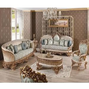 Conjunto de sofás tallados a mano para sala de estar, juego de sofás tallados a mano estilo turco clásico para el hogar - Product Image 1