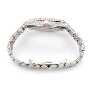 Reloj de Lujo Estilo Hip-Hop con Incrustaciones de Moissanita y Cuarzo, Aspecto de Diamante, Caja de Acero Inoxidable, Esfera de 41 mm, Caja Octogonal - Product Image 5