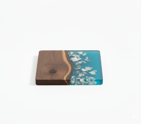 Sous-verres en bois et résine de style américain haut de gamme, faits à la main, en bois massif avec incrustation de résine époxy, imprimés UV, durables, résistants à l'eau et à la chaleur
