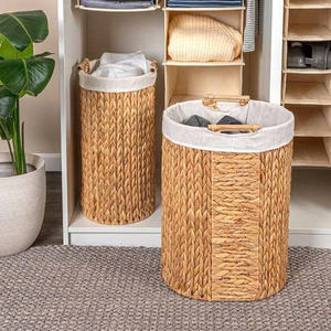 ชุดตะกร้า 2 ใบ ทำจากผักตบชวา สำหรับตกแต่งและจัดเก็บ ผลิตในเวียดนาม ราคาขายส่ง - Product Image 1